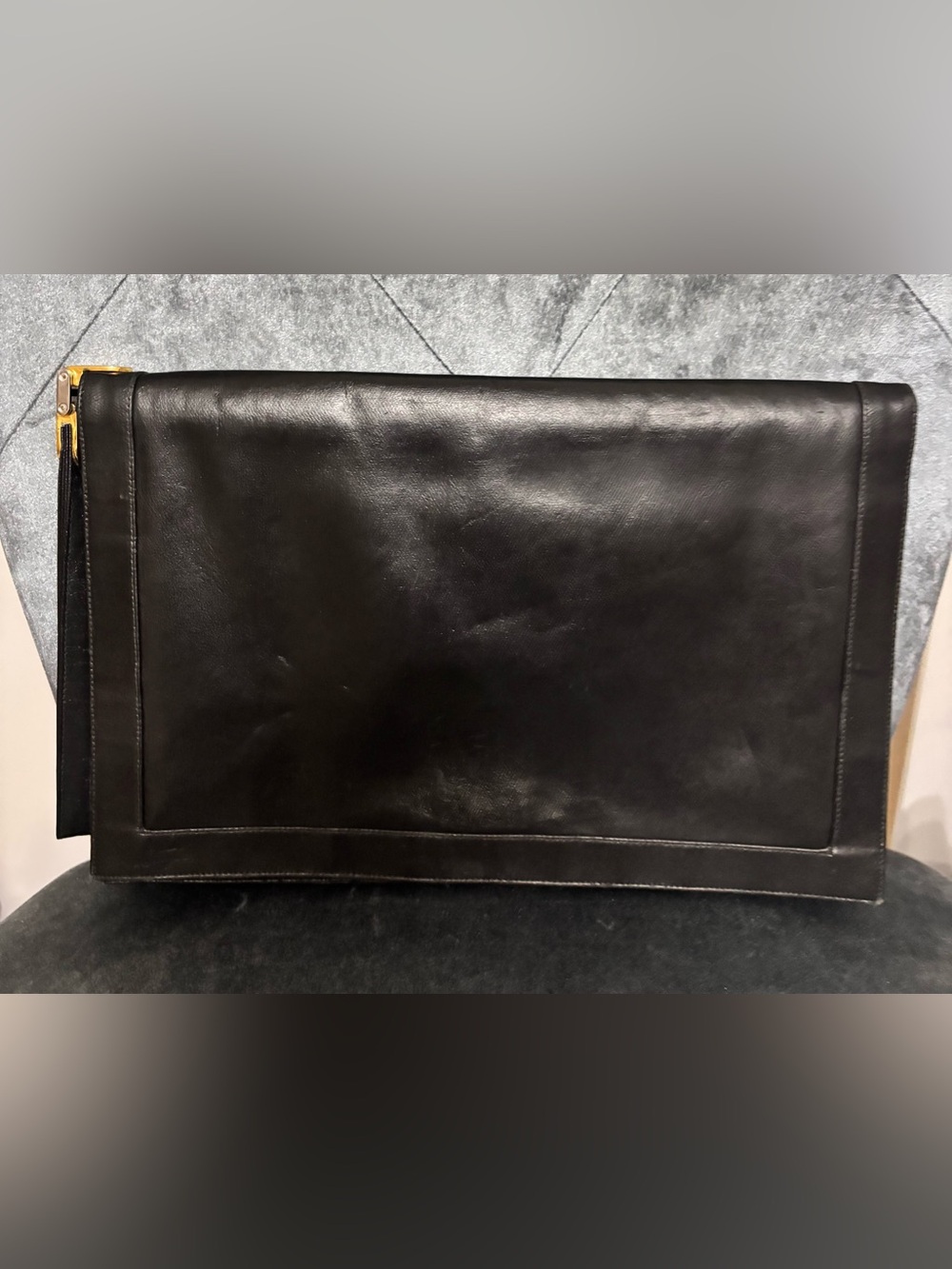 Lou Taylor Black Leather Women Clutch w/built in mirror